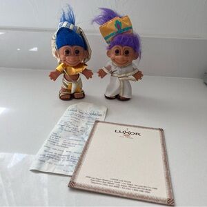 Vintage King Pharaoh Akhenaten Queen Nefertiti Egyptian Troll Dolls Luxor Casino
